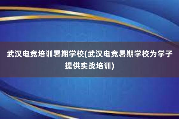 武汉电竞培训暑期学校(武汉电竞暑期学校为学子提供实战培训)