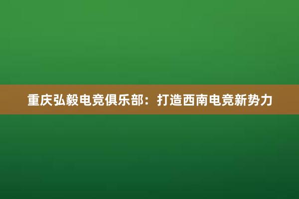 重庆弘毅电竞俱乐部：打造西南电竞新势力